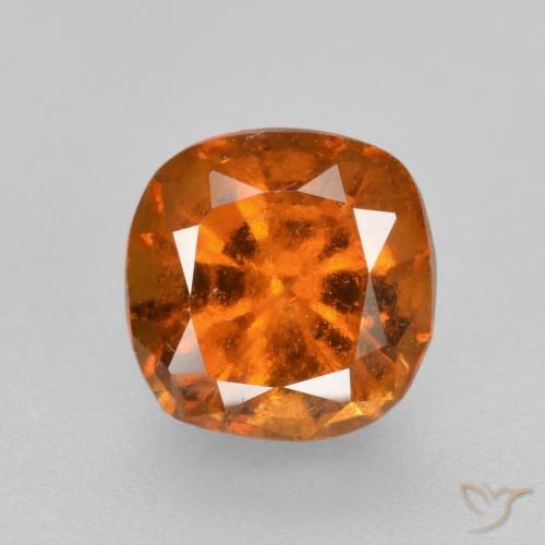 1.42ct Natural Deep Orange Hessonite Garnet, Cushion, VS-SI