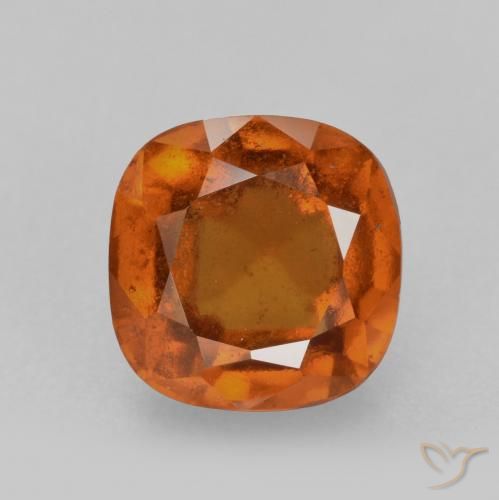 2.28ct Natural Medium Orange Hessonite Garnet, Cushion, VS-SI