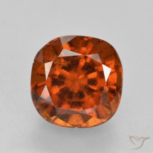 2.19ct Natural Amber Orange Hessonite Garnet, Cushion, VS-SI