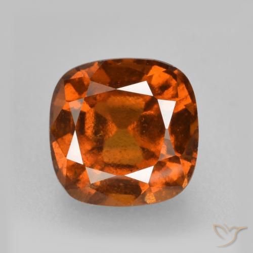 2.16ct Natural Deep Orange Hessonite Garnet, Cushion, VS-SI