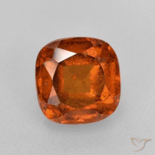 2.01ct Natural Medium Orange Hessonite Garnet, Cushion, VS-SI