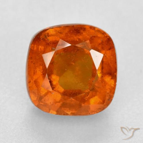 2.22ct Natural Medium Orange Hessonite Garnet, Cushion, SI