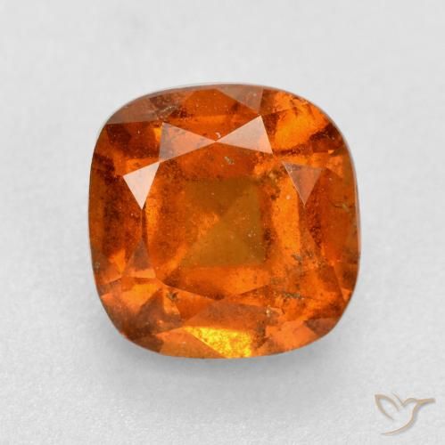 1.64ct Natural Amber Orange Hessonite Garnet, Cushion, SI