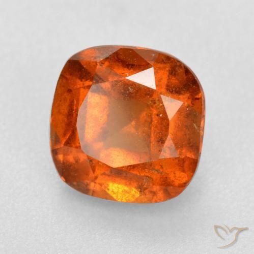 1.64 ct Orange Hessonite Garnet Stone, Natural Hessonite Garnet in Cushion-Cut Shape for Sale