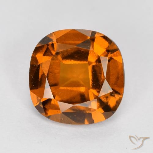 1.60ct Natural Deep Orange Hessonite Garnet, Cushion, VS