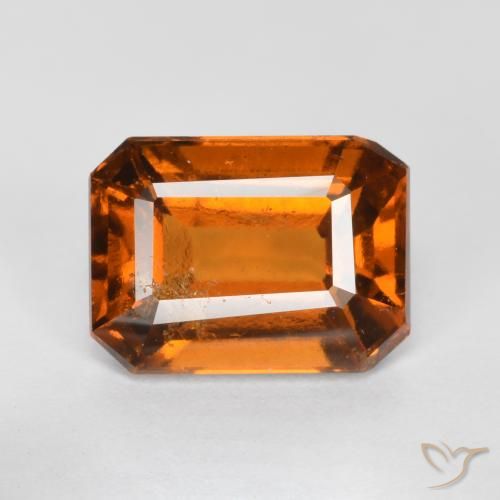 2.00ct Natural Medium Orange Hessonite Garnet, Emerald Cut, SI