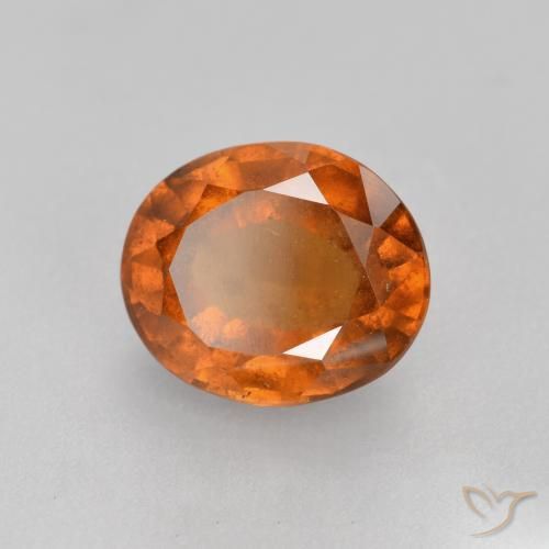 1.64 ct Orange Hessonite Garnet Stone, Natural Hessonite Garnet in Oval Facet Shape for Sale