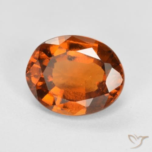 2.52 ct Orange Hessonite Garnet Stone, Natural Hessonite Garnet in Oval Facet Shape for Sale