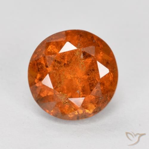 1.71ct Natural Medium Orange Hessonite Garnet, Round, SI