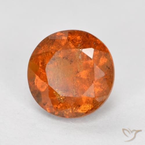 1.71 ct Orange Hessonite Garnet Stone, Natural Hessonite Garnet in Round Facet Shape for Sale