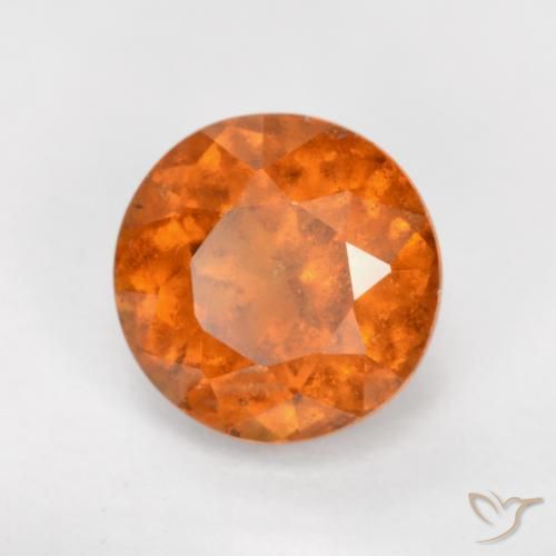 1.56ct Natural Medium Orange Hessonite Garnet, Round, SI
