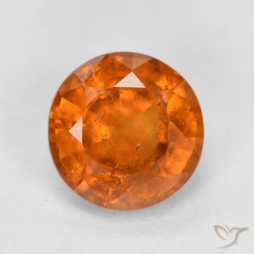 1.64ct Natural Medium Orange Hessonite Garnet, Round, SI