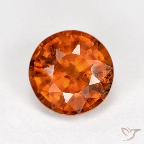 1.37ct Natural Medium Orange Hessonite Garnet, Round, VS-SI