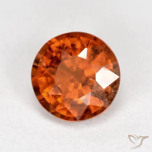1.37 ct Orange Hessonite Garnet Stone, Natural Hessonite Garnet in Round Facet Shape for Sale