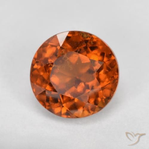 1.76 ct Orange Hessonite Garnet Stone, Natural Hessonite Garnet in Round Facet Shape for Sale
