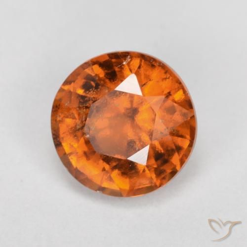 1.57 ct Orange Hessonite Garnet Stone, Natural Hessonite Garnet in Round Facet Shape for Sale