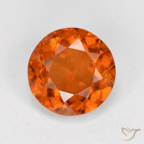 1.55ct Natural Medium Orange Hessonite Garnet, Round, VS-SI