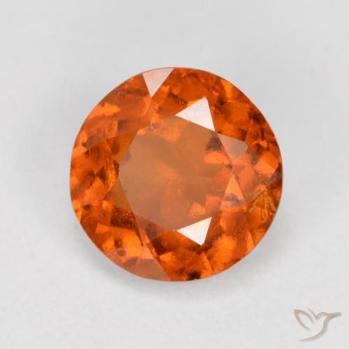 1.55 ct Orange Hessonite Garnet Stone, Natural Hessonite Garnet in Round Facet Shape for Sale