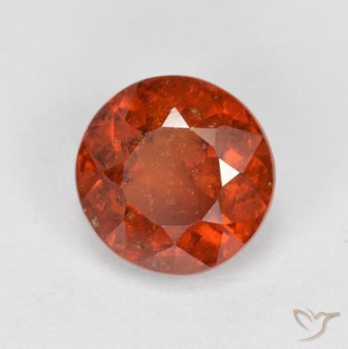 1.41 ct Orange Hessonite Garnet Stone, Natural Hessonite Garnet in Round Facet Shape for Sale