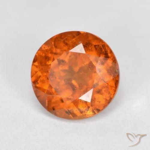 1.50 ct Orange Hessonite Garnet Stone, Natural Hessonite Garnet in Round Facet Shape for Sale