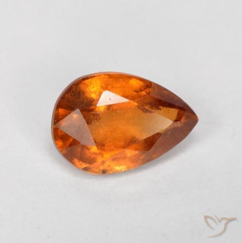 0.82ct Natural Medium Orange Hessonite Garnet, Pear Shape, SI