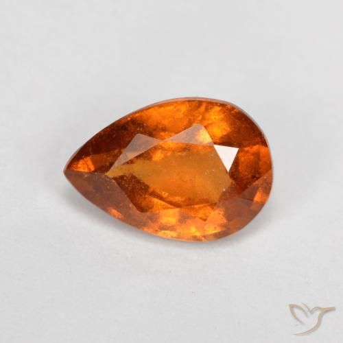 0.82 ct Orange Hessonite Garnet Stone, Natural Hessonite Garnet in Pear Facet Shape for Sale
