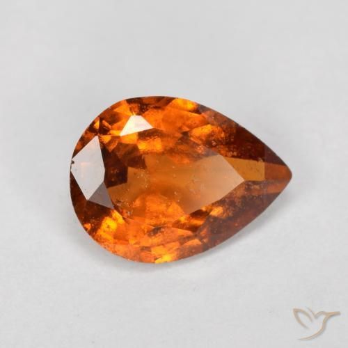 0.92ct Natural Medium-Dark Orange Hessonite Garnet, Pear Shape, SI
