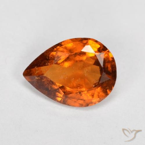 0.92 ct Orange Hessonite Garnet Stone, Natural Hessonite Garnet in Pear Facet Shape for Sale