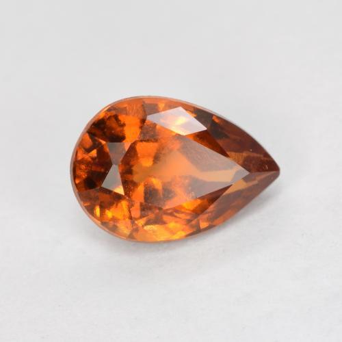 Deep Orange Hessonite Garnet Gem - 0.9ct Pear Facet (ID: 563541)