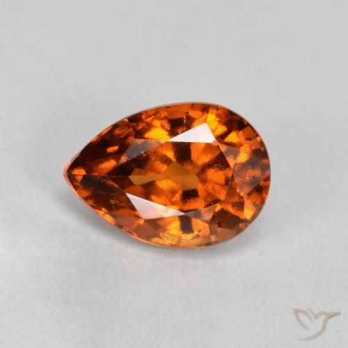 0.93 ct Orange Hessonite Garnet Stone, Natural Hessonite Garnet in Pear Facet Shape for Sale