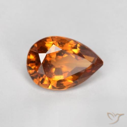 0.83ct Natural Deep Orange Hessonite Garnet, Pear Shape, VS