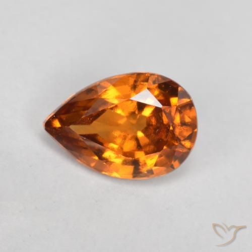 0.83 ct Orange Hessonite Garnet Stone, Natural Hessonite Garnet in Pear Facet Shape for Sale