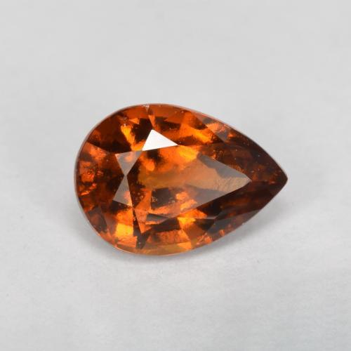 rötlich-orange Hessonit-Granat Edelstein - 1ct Birnen Schliff (ID: 563544)