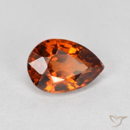 0.85ct Natural Amber Orange Hessonite Garnet, Pear Shape, VS