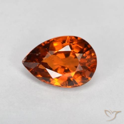 0.85 ct Orange Hessonite Garnet Stone, Natural Hessonite Garnet in Pear Facet Shape for Sale