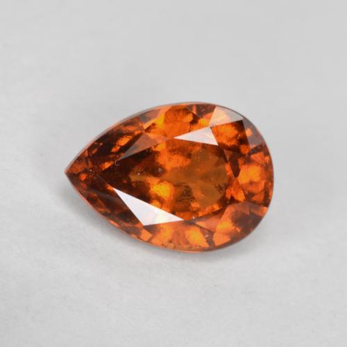 Deep Orange Hessonite Garnet Gem - 0.9ct Pear Facet (ID: 563547)