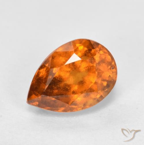 1.11ct Natural Medium-Dark Orange Hessonite Garnet, Pear Shape, VS-SI