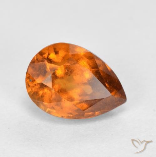 1.11 ct Orange Hessonite Garnet Stone, Natural Hessonite Garnet in Pear Facet Shape for Sale