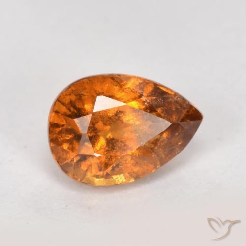 0.99ct Natural Deep Orange Hessonite Garnet, Pear Shape, SI