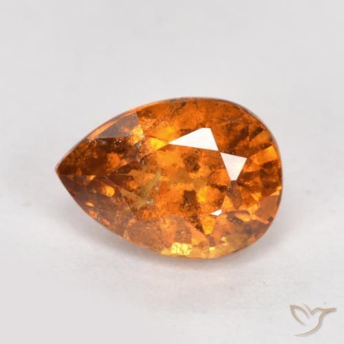 0.99 ct Orange Hessonite Garnet Stone, Natural Hessonite Garnet in Pear Facet Shape for Sale