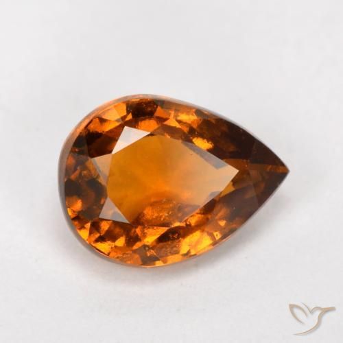 1.11ct Natural Deep Orange Hessonite Garnet, Pear Shape, VS