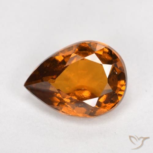 1.11 ct Orange Hessonite Garnet Stone, Natural Hessonite Garnet in Pear Facet Shape for Sale