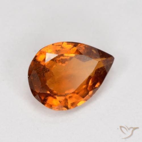 0.79ct Natural Deep Orange Hessonite Garnet, Pear Shape, VS-SI
