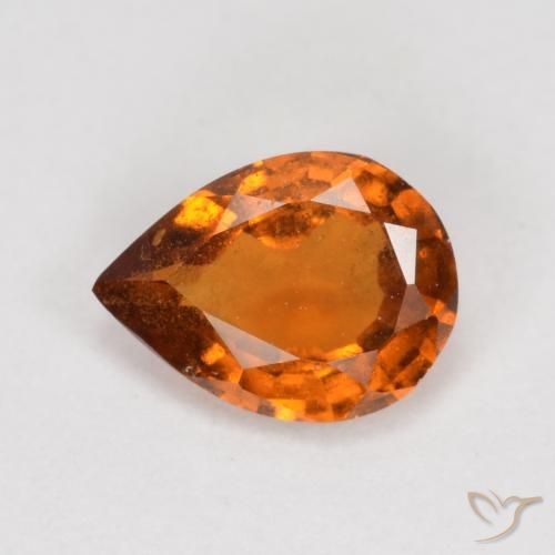 0.79 ct Orange Hessonite Garnet Stone, Natural Hessonite Garnet in Pear Facet Shape for Sale