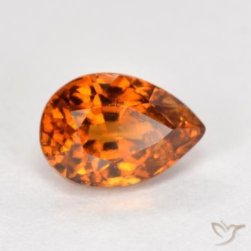 1.04ct Natural Medium-Dark Orange Hessonite Garnet, Pear Shape, VS-SI