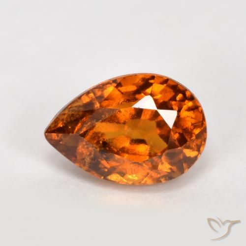 1.04 ct Orange Hessonite Garnet Stone, Natural Hessonite Garnet in Pear Facet Shape for Sale