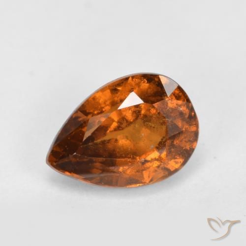 1.04ct Natural Medium-Dark Orange Hessonite Garnet, Pear Shape, VS-SI