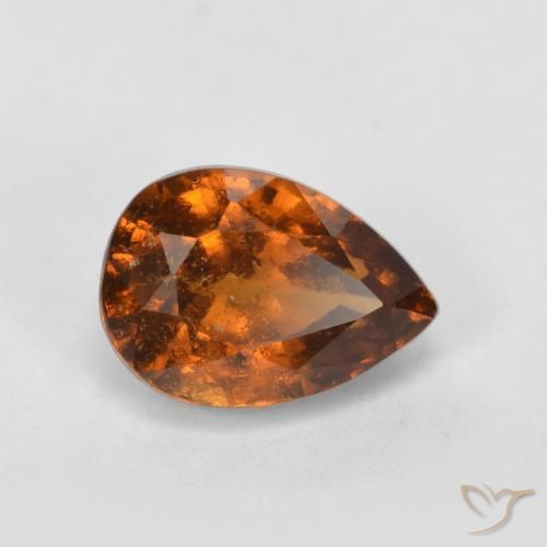1.04 ct Orange Hessonite Garnet Stone, Natural Hessonite Garnet in Pear Facet Shape for Sale