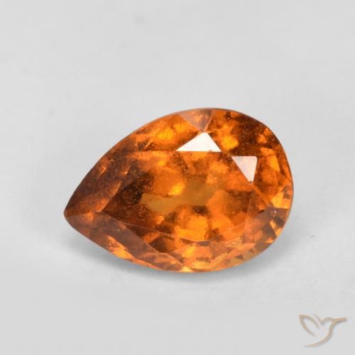 0.98ct Natural Medium-Dark Orange Hessonite Garnet, Pear Shape, VS-SI