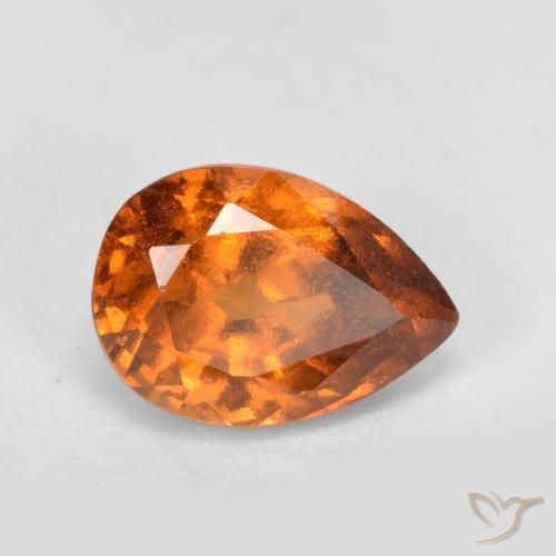 0.98 ct Orange Hessonite Garnet Stone, Natural Hessonite Garnet in Pear Facet Shape for Sale